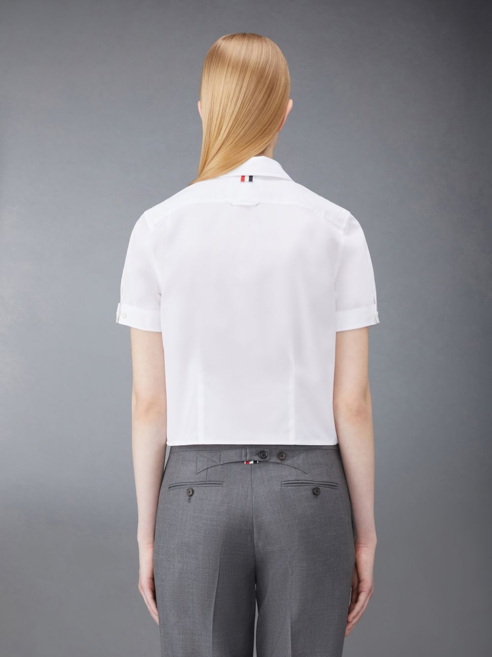 Thom Browne Poplin Short Sleeve Tucked Women Shirts White | FSF63L36590