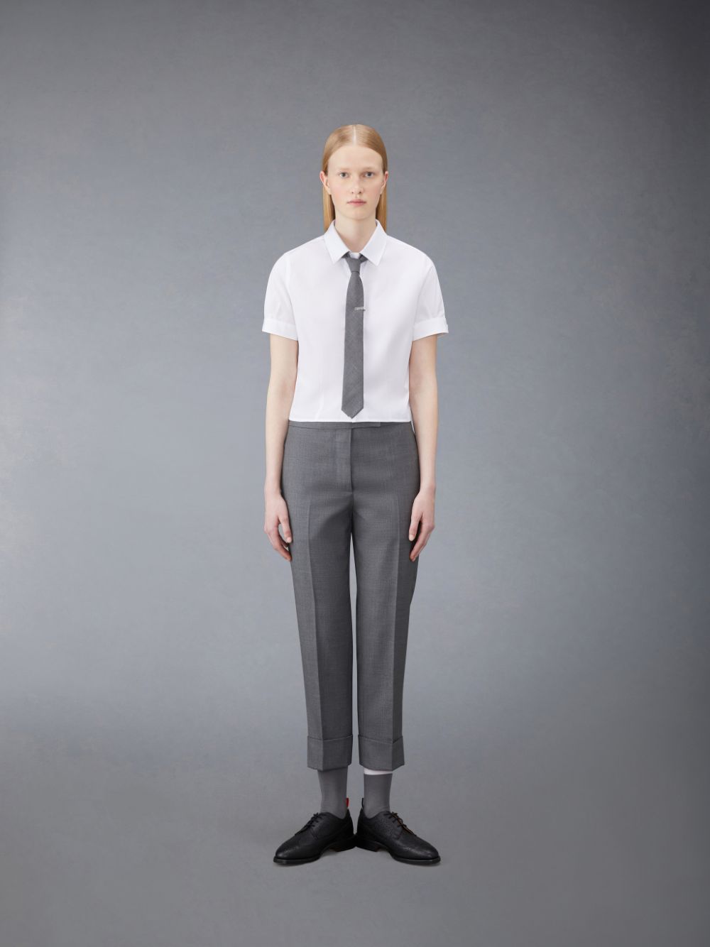 Thom Browne Poplin Short Sleeve Tucked Women Shirts White | FSF63L36590