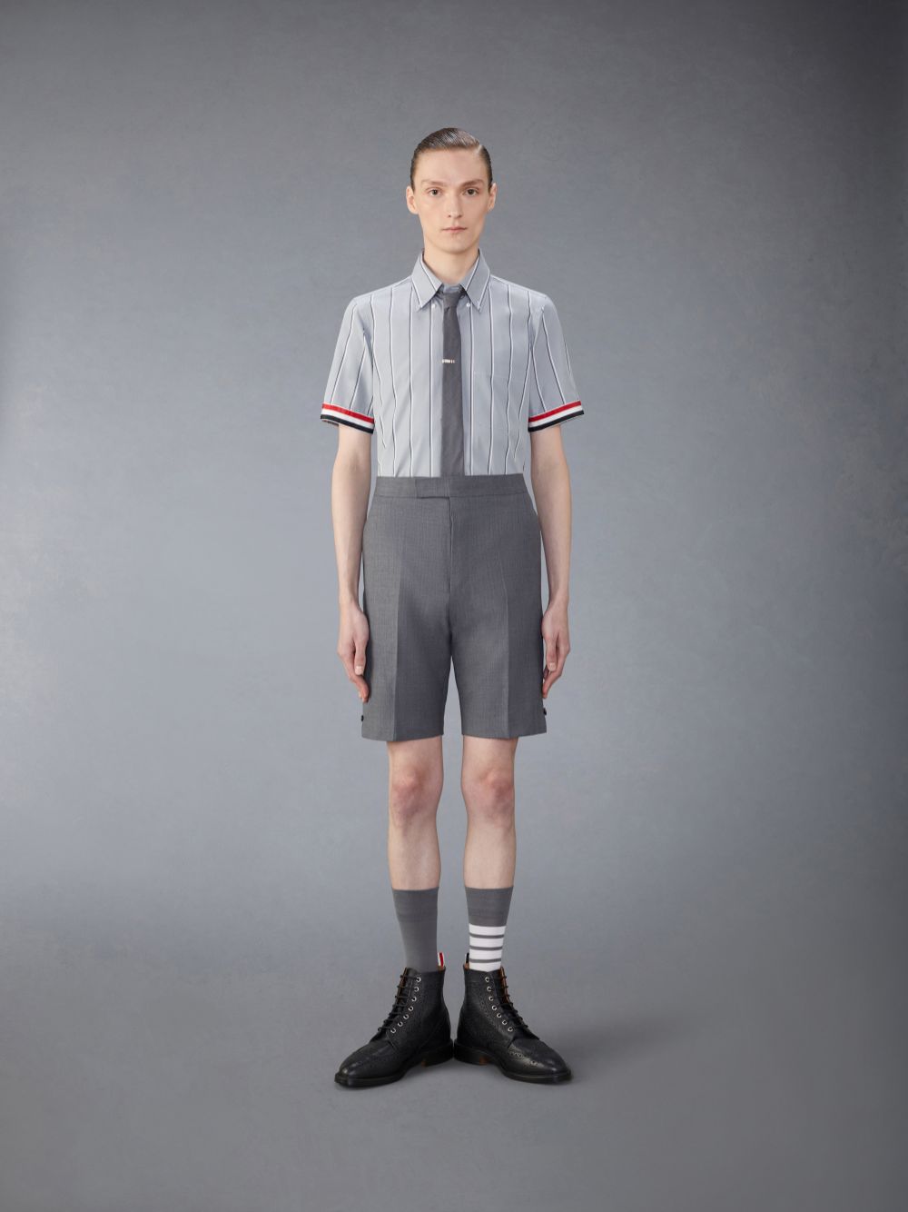 Thom Browne Poplin Striped Men Shirts Grey | TTI74J01905