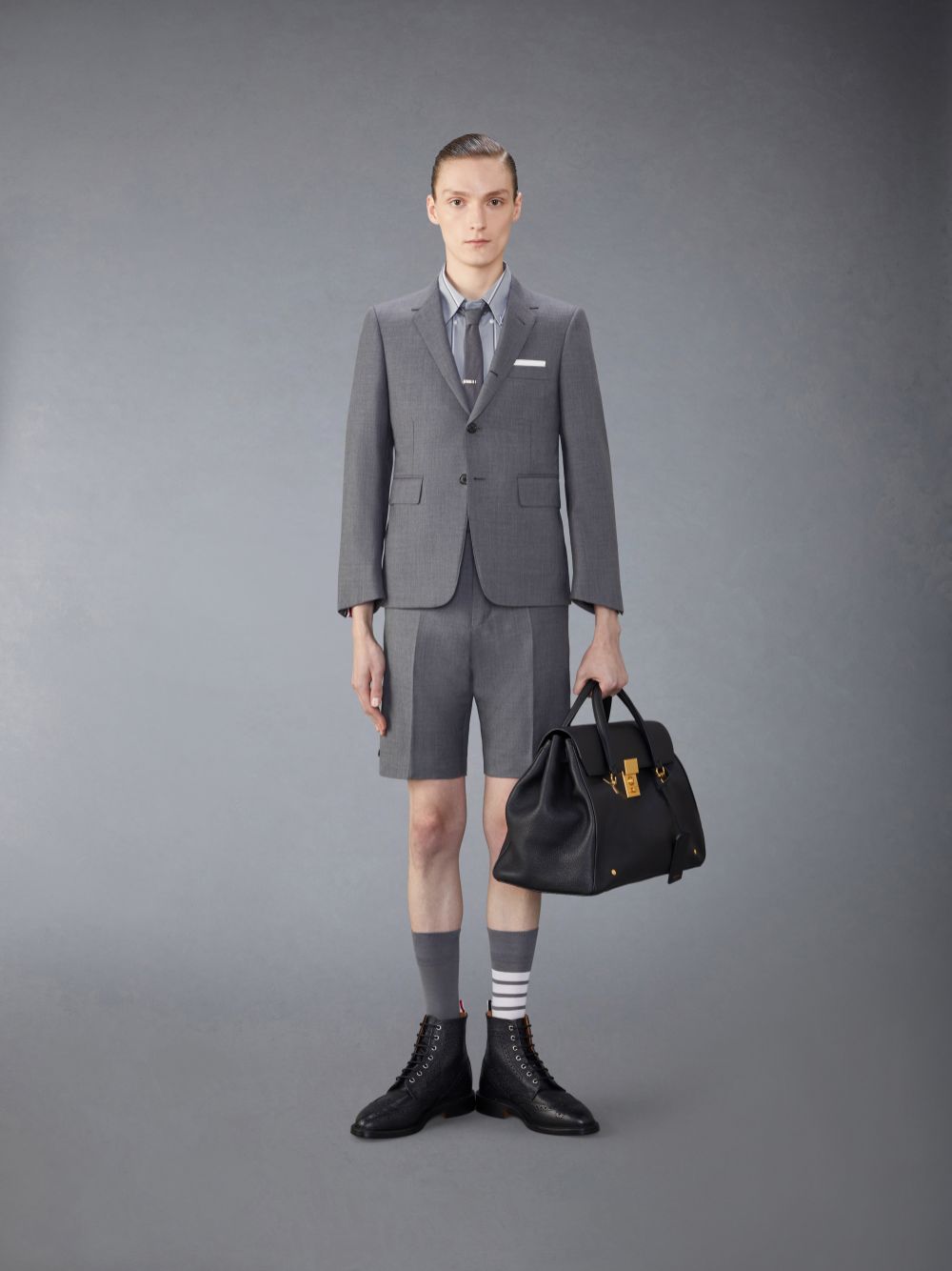 Thom Browne Poplin Striped Men Shirts Grey | TTI74J01905