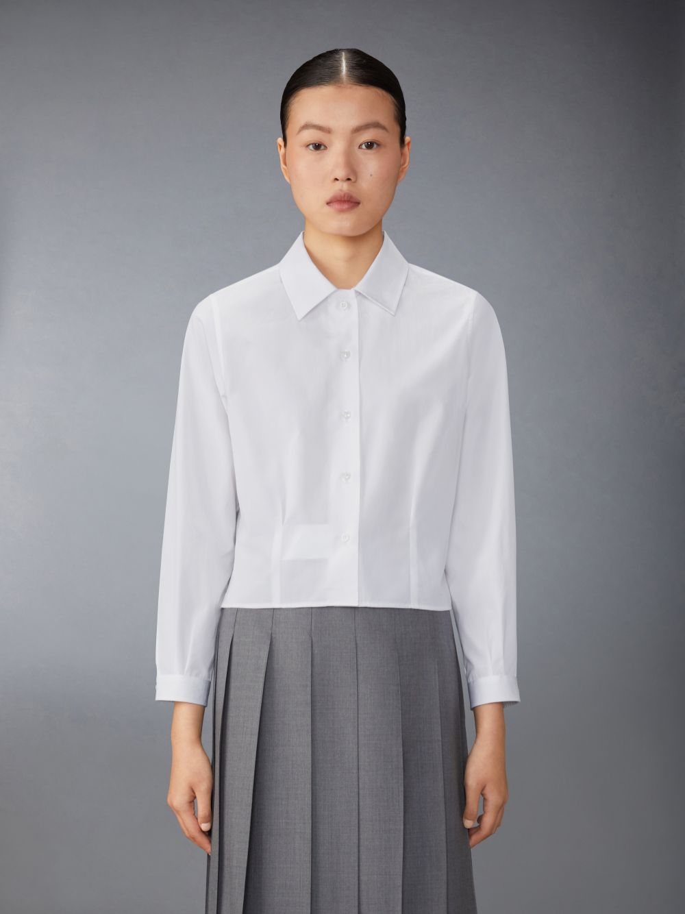 Thom Browne Poplin Tucked Women Shirts White | QFA79Q88795