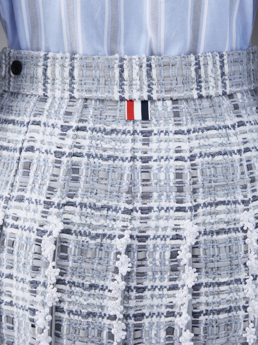 Thom Browne Prince of Wales Chenille Tweed Wave Classic Pleated Women Skirts Grey | UTR26P50423