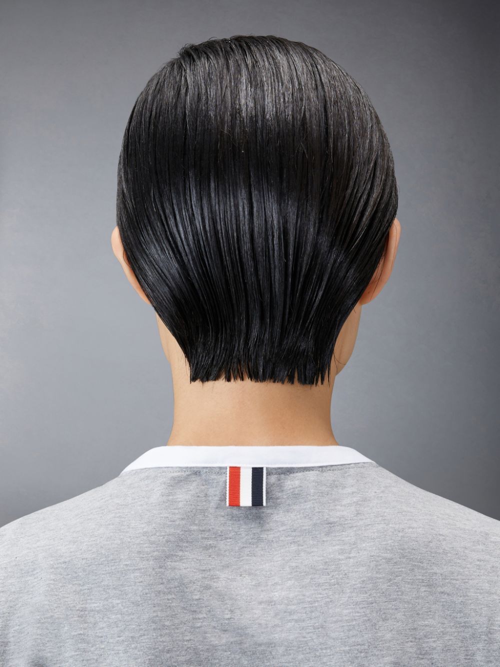 Thom Browne RWB-stripe logo-patch Women T Shirts Grey | EOH31Y49037