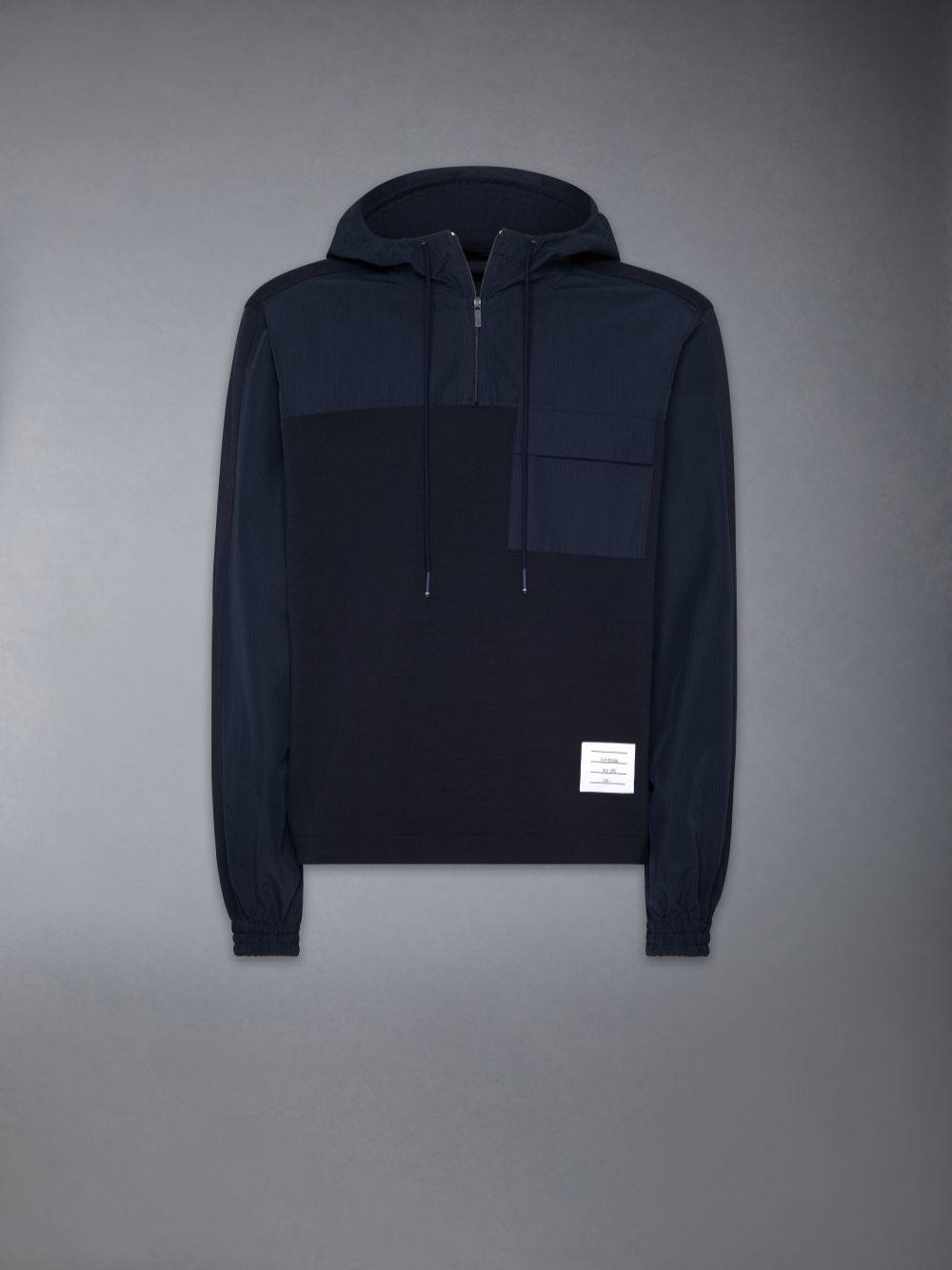 Thom Browne Ripstop and Wool Tech Milano Half Zip Combo Men Hoodie Blue | XSY46N26374