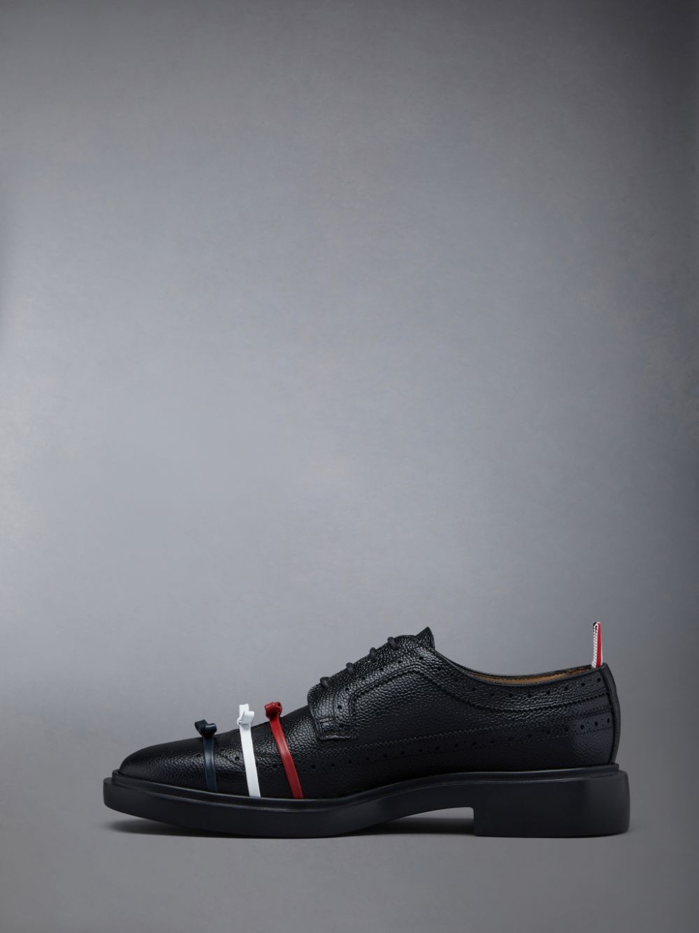 Thom Browne Rubber Sole 3-Bow Longwing Women Brogue Shoes Black | MEG60A39808