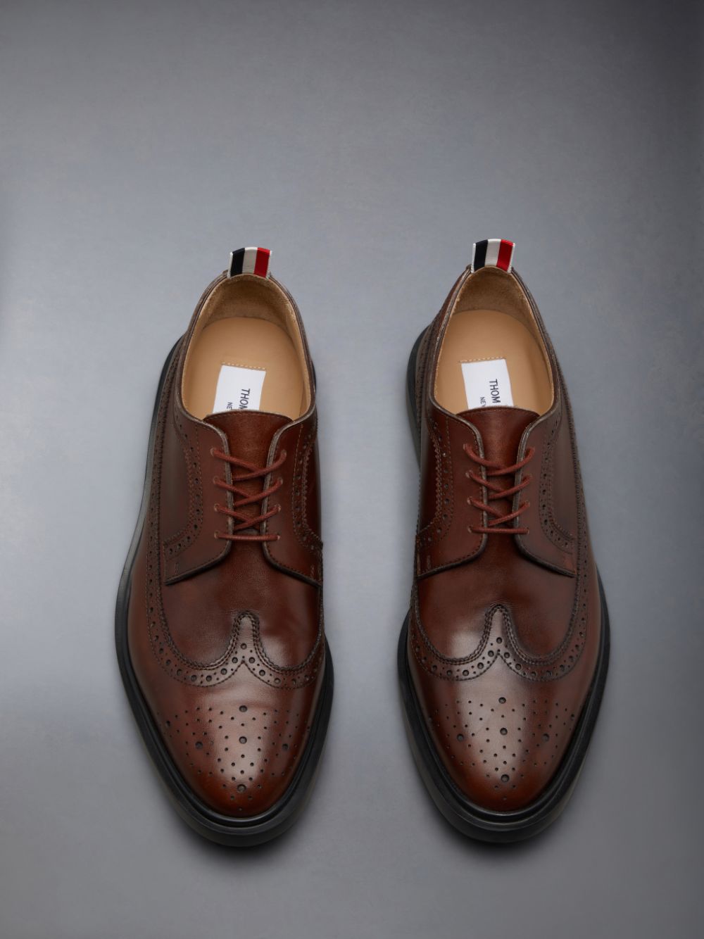 Thom Browne Rubber Sole Classic Longwing Men Brogue Shoes Brown | XGH74S68801