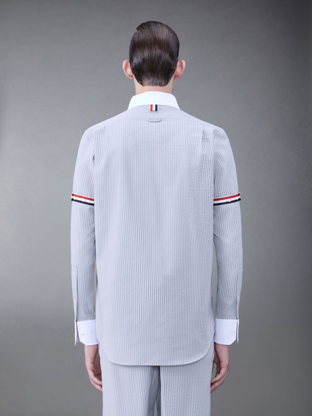 Thom Browne Seersucker Armband Men Shirts Grey | IYS69C17037