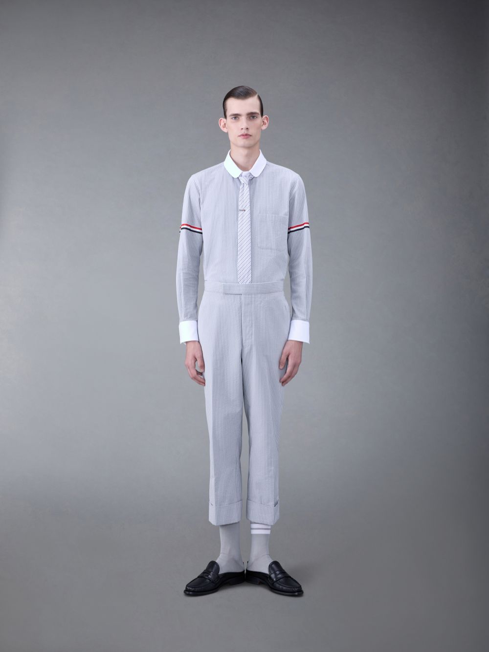 Thom Browne Seersucker Armband Men Shirts Grey | IYS69C17037