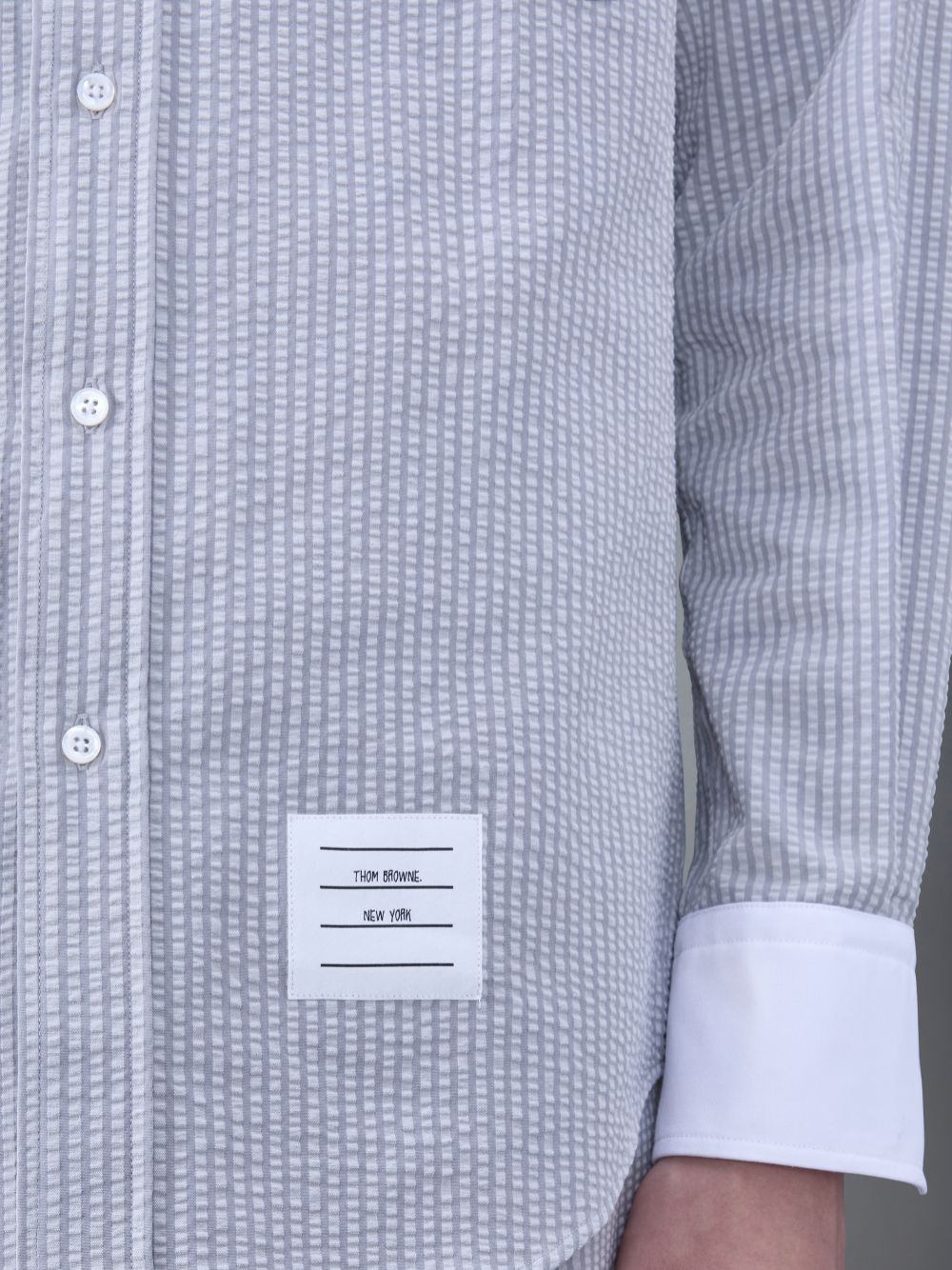 Thom Browne Seersucker Armband Men Shirts Grey | IYS69C17037