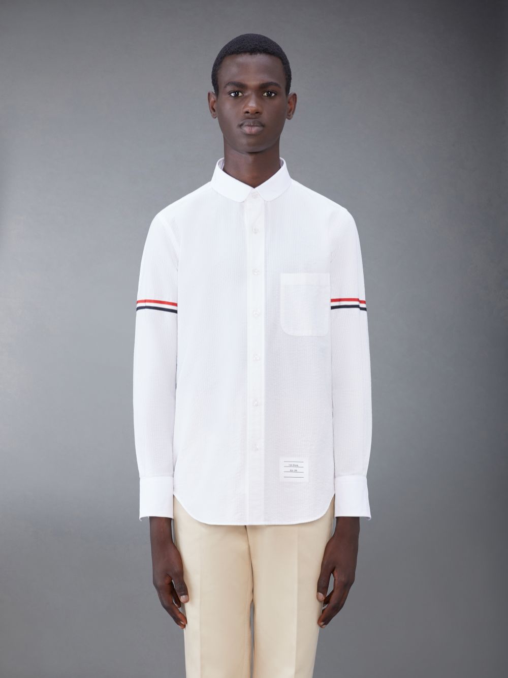 Thom Browne Seersucker Armband Men Shirts White | REG74N25407