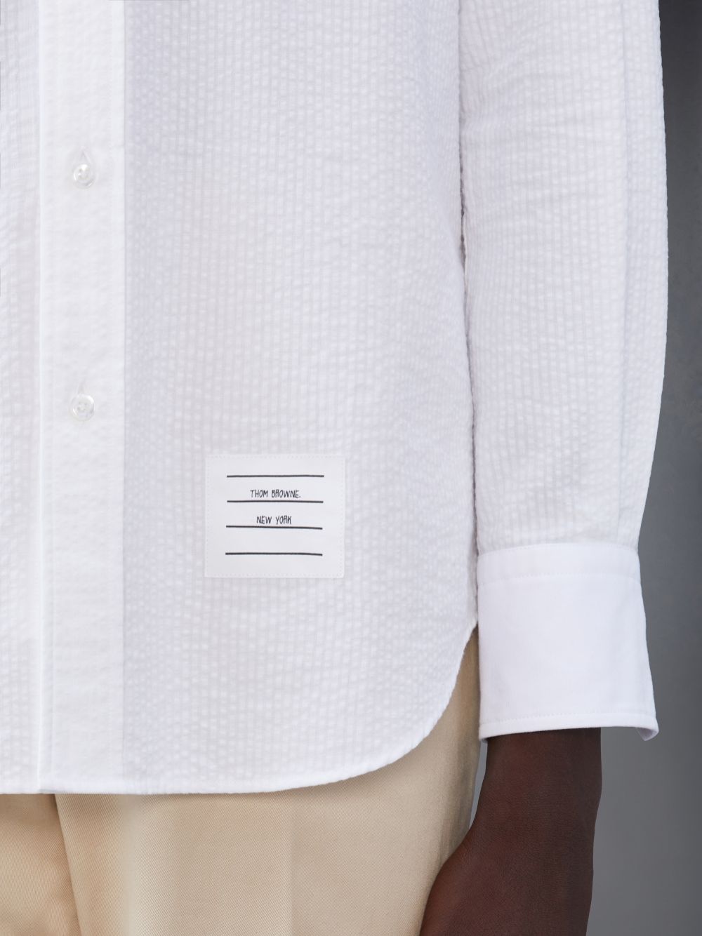 Thom Browne Seersucker Armband Men Shirts White | REG74N25407