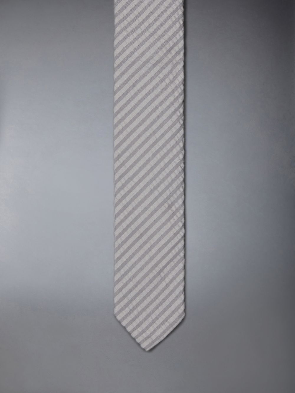 Thom Browne Seersucker Classic Men Ties Grey | FBJ81M44422