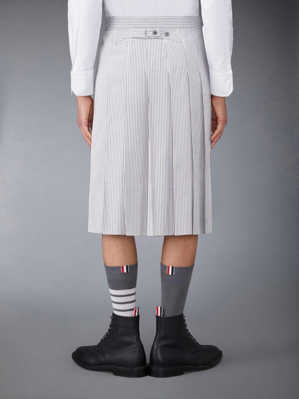 Thom Browne Seersucker Classic Pleated Men Skirts Grey | TRC12L77024