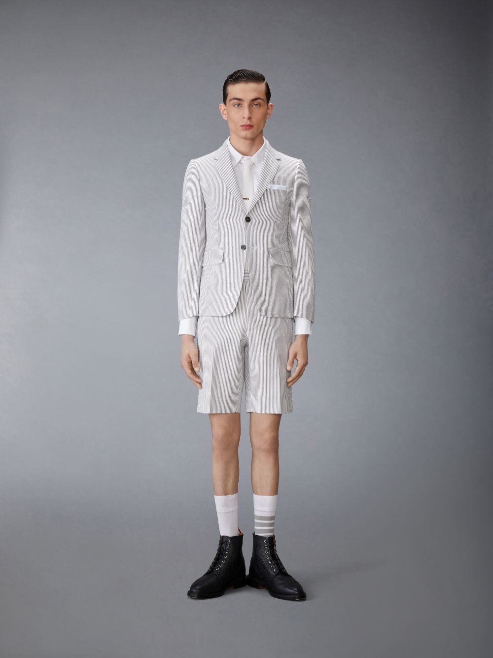 Thom Browne Seersucker Classic Sport Men Coats White | FVG92S90852