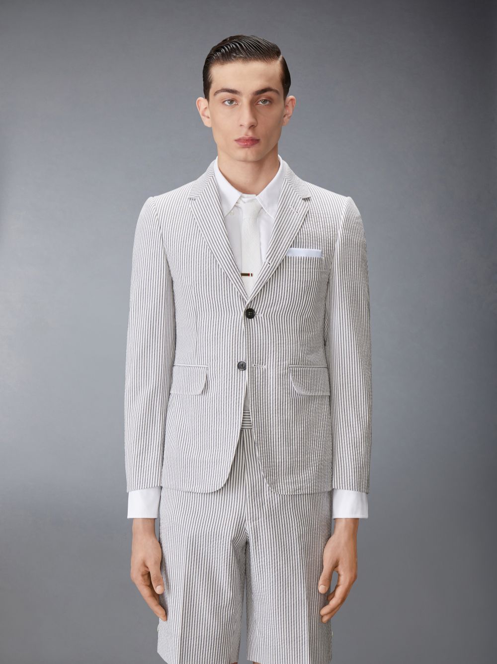 Thom Browne Seersucker Classic Sport Men Coats White | FVG92S90852