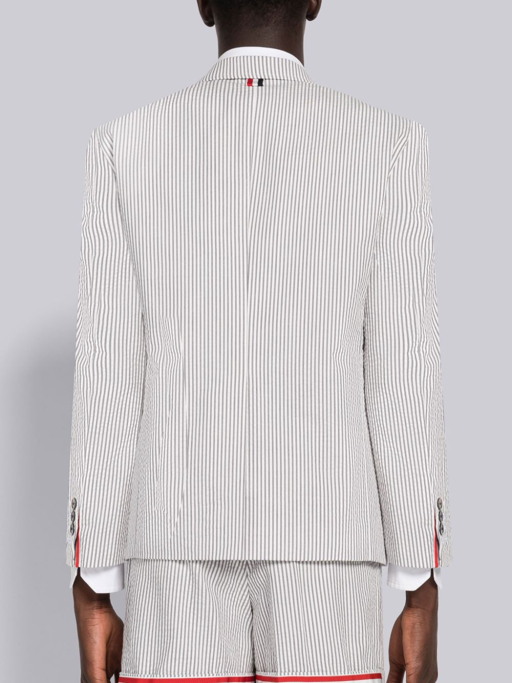 Thom Browne Seersucker Grosgrain Placket Sport Men Coats Grey | CFP80I95490