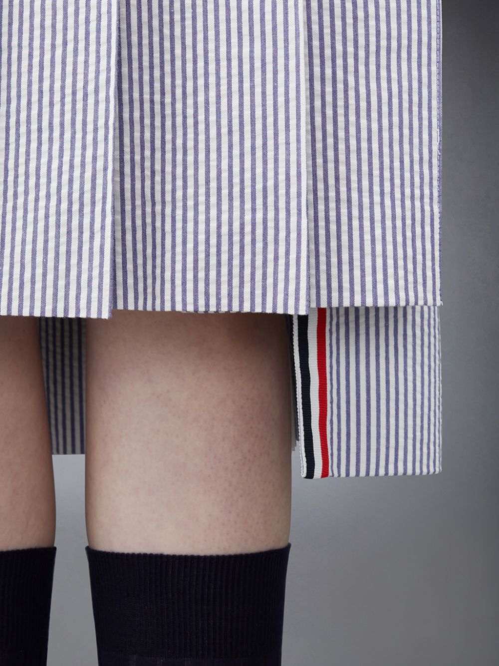 Thom Browne Seersucker Pleated Midi Women Skirts White | BNQ11E16266