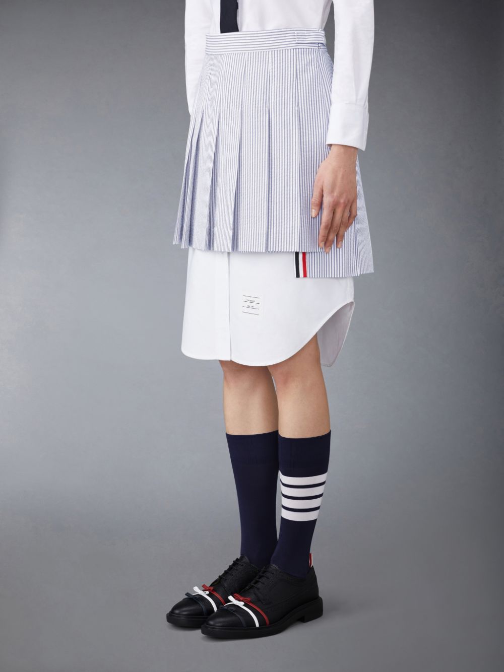 Thom Browne Seersucker Pleated Mini Women Skirts Blue | OAI36F79723