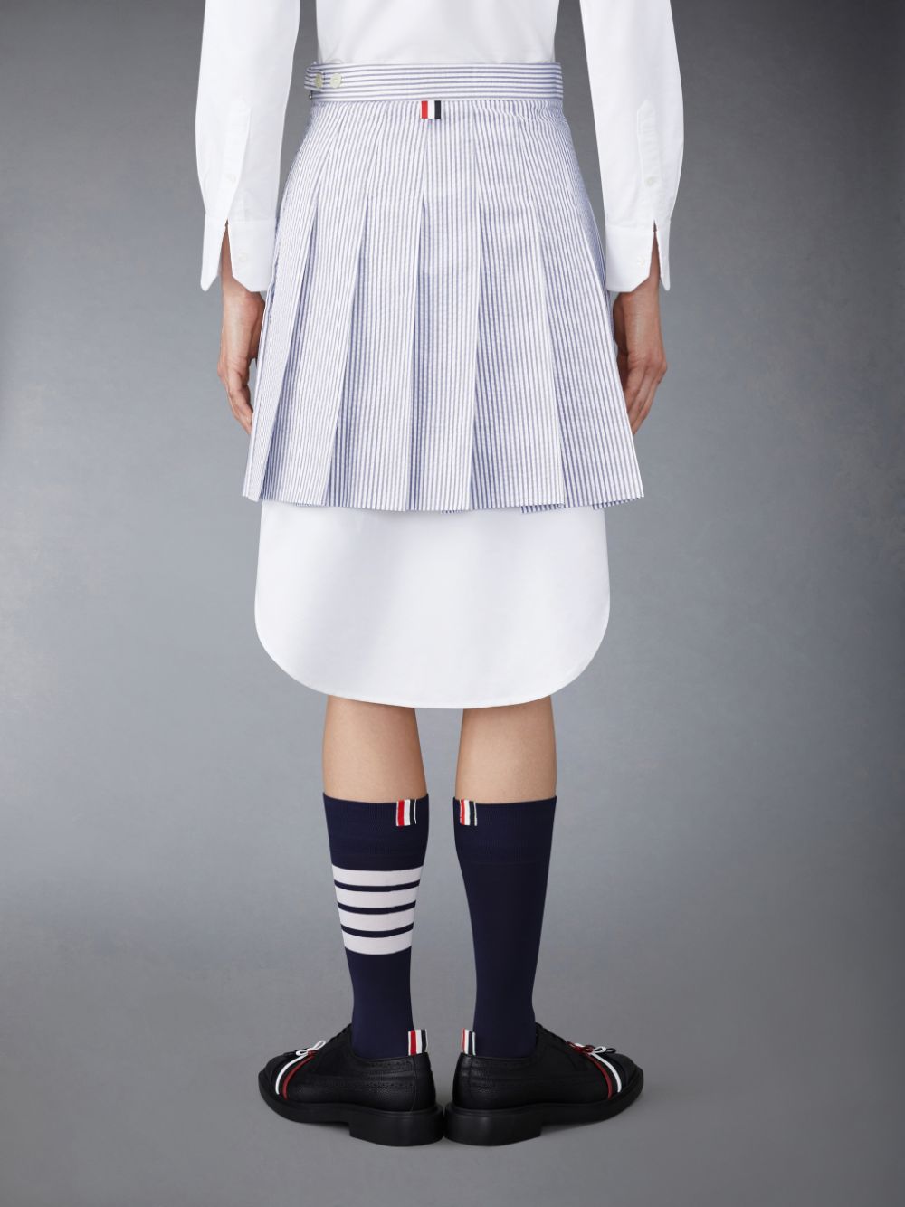 Thom Browne Seersucker Pleated Mini Women Skirts Blue | OAI36F79723