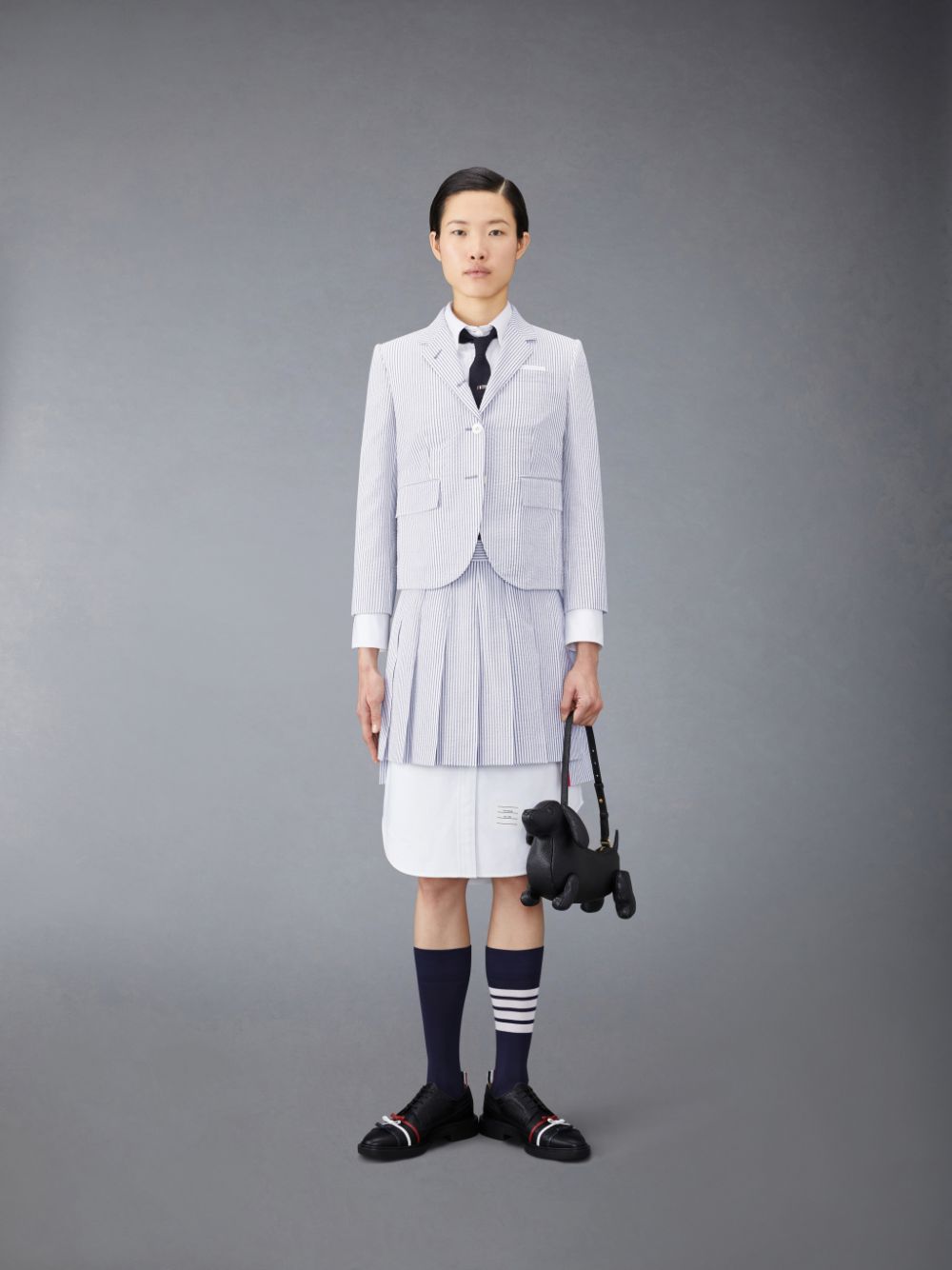 Thom Browne Seersucker Pleated Mini Women Skirts Blue | OAI36F79723