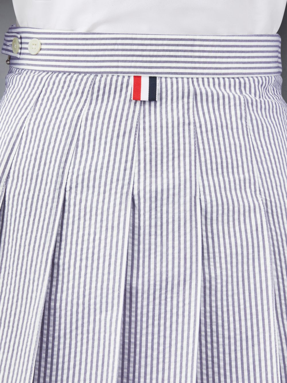 Thom Browne Seersucker Pleated Mini Women Skirts Blue | OAI36F79723