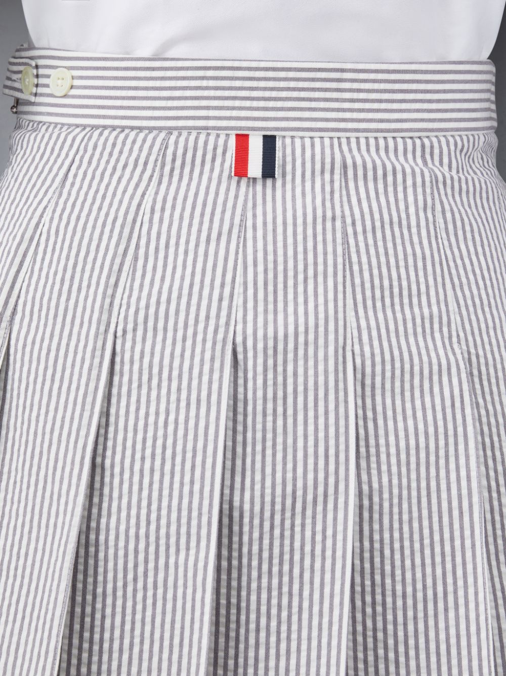 Thom Browne Seersucker Pleated Mini Women Skirts Grey | DLI31W50934