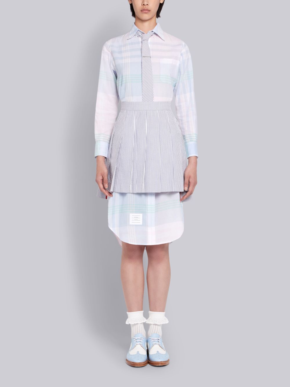 Thom Browne Seersucker Pleated Mini Women Skirts Navy | CZX90S70840