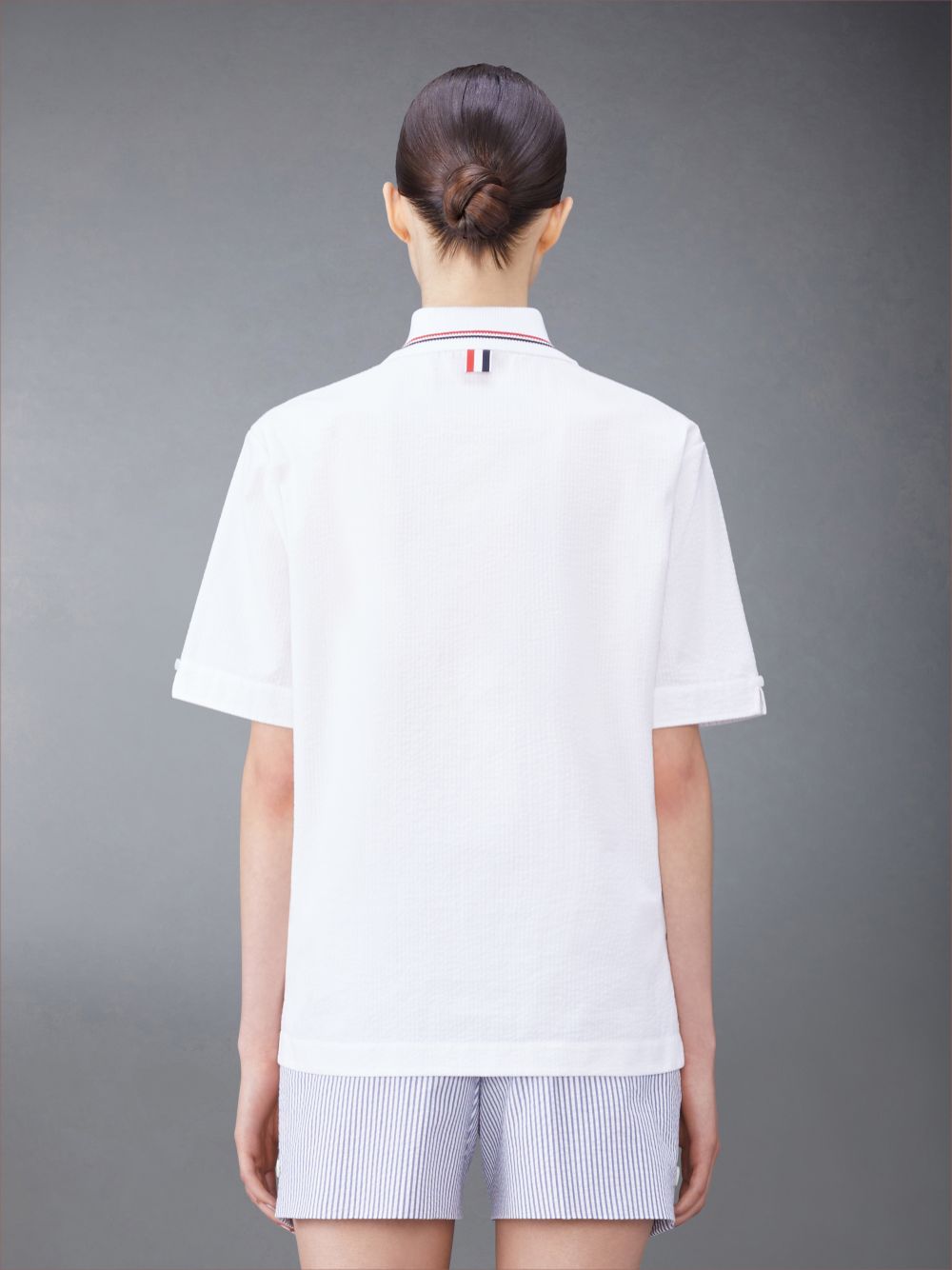 Thom Browne Seersucker Polo Women Shirts White | PRS75D24145