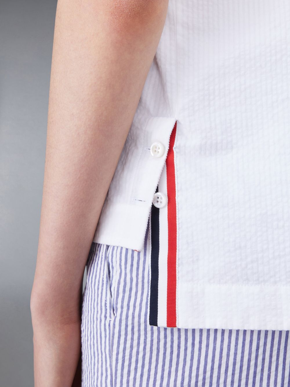 Thom Browne Seersucker Polo Women Shirts White | PRS75D24145