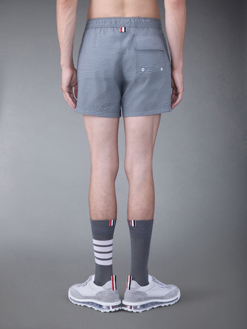 Thom Browne Seersucker Swim Men Shorts Grey | TQC71H13621