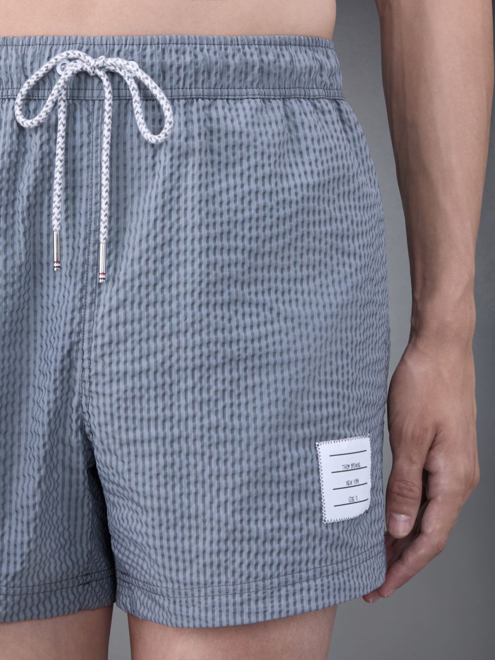 Thom Browne Seersucker Swim Men Shorts Grey | TQC71H13621