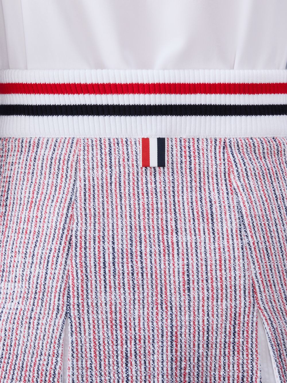 Thom Browne Seersucker Tweed Box Pleat Mini Women Skirts White | DLD31N85968