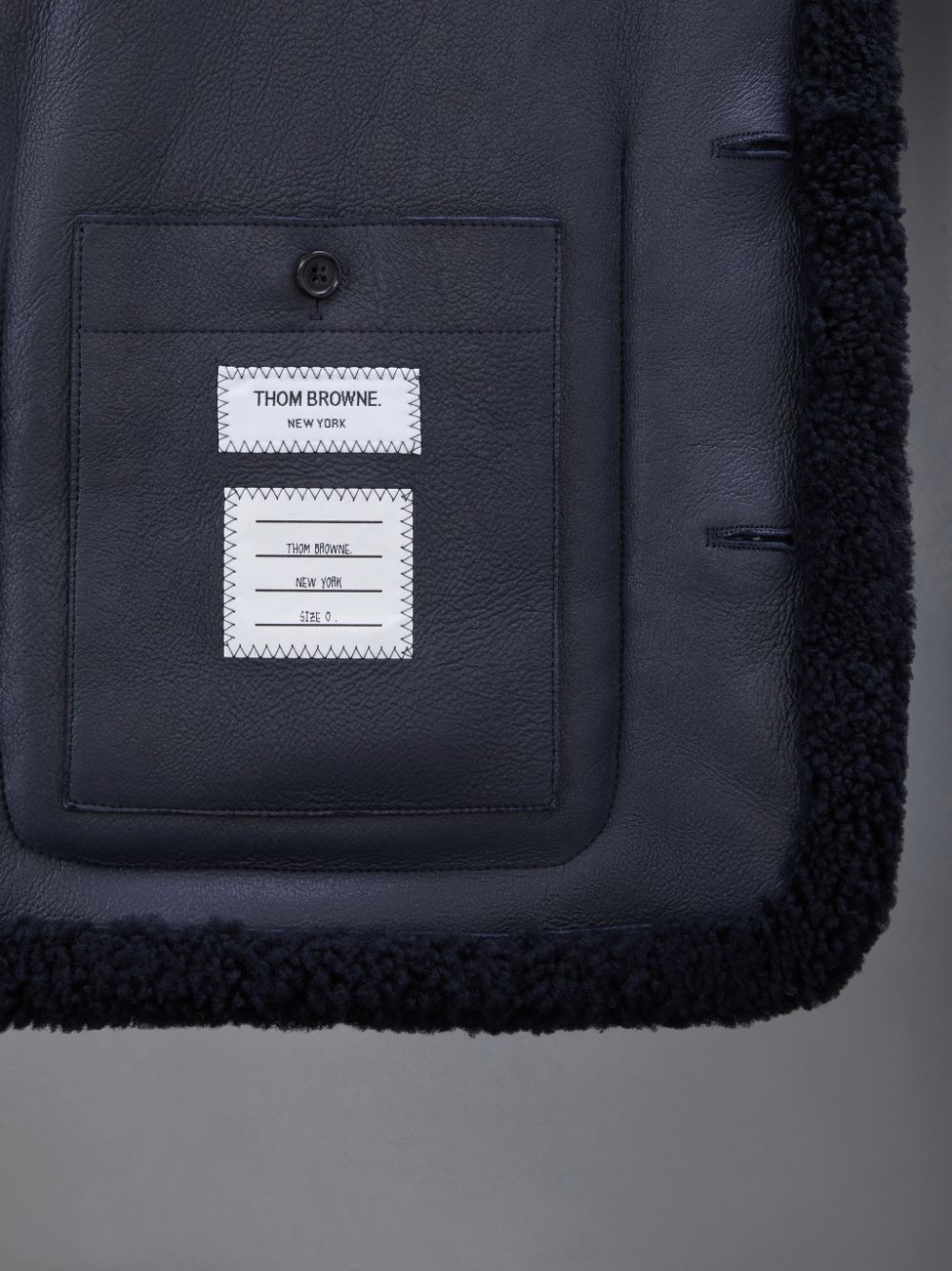 Thom Browne Shearling 4-Bar Sack Men Jackets Blue | CAT19W02626