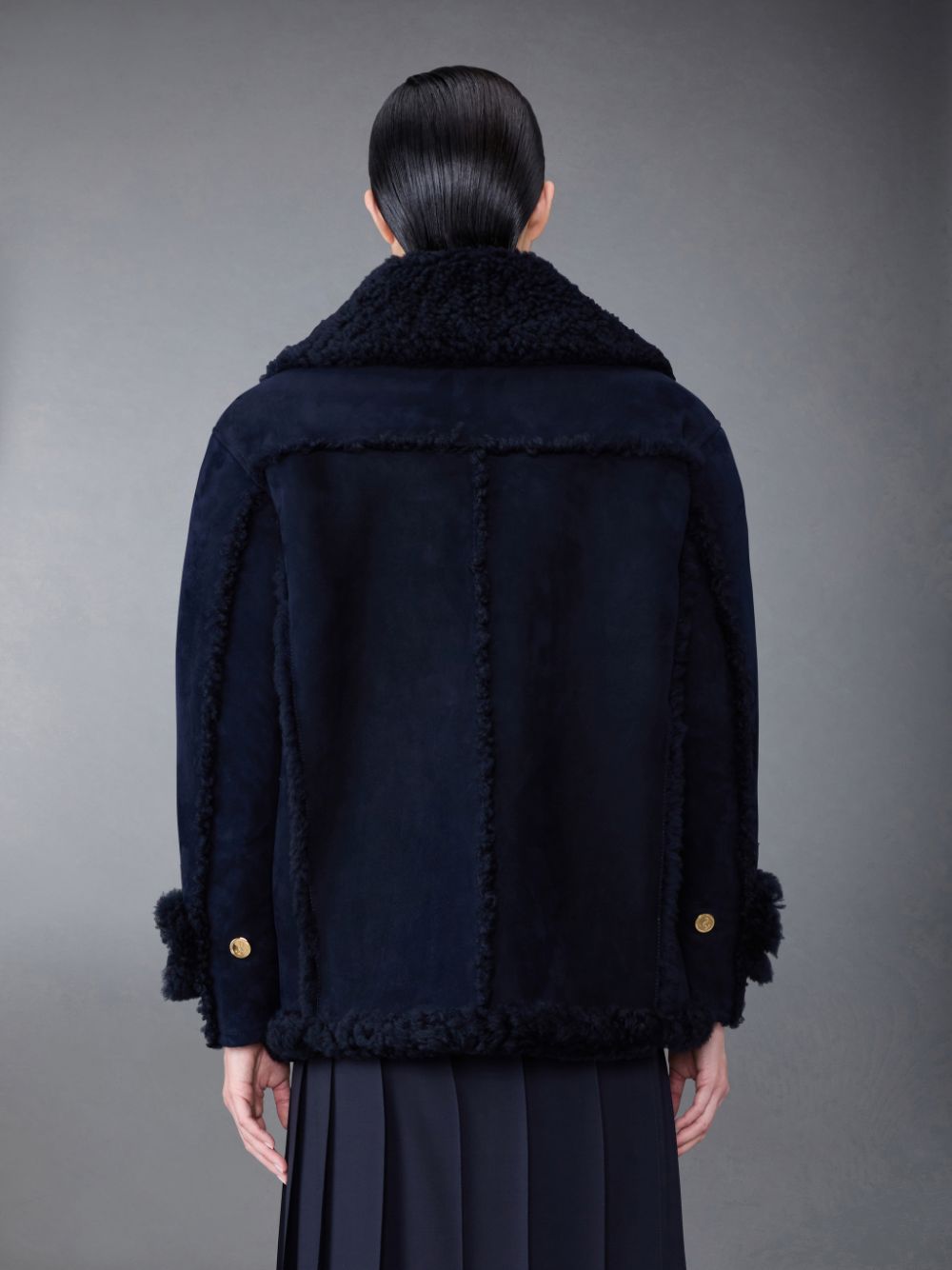 Thom Browne Shearling Pea Women Coats Blue | DCN42S42466