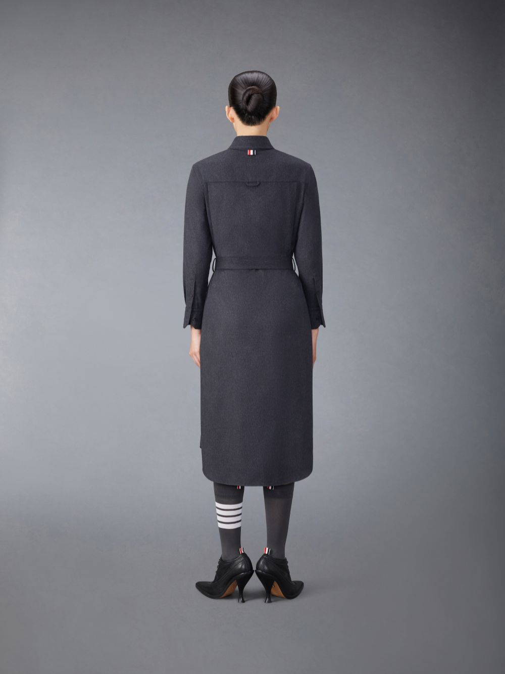 Thom Browne Silk Cashmere Maxi Shirt Women Dress Grey | VNR66K32102