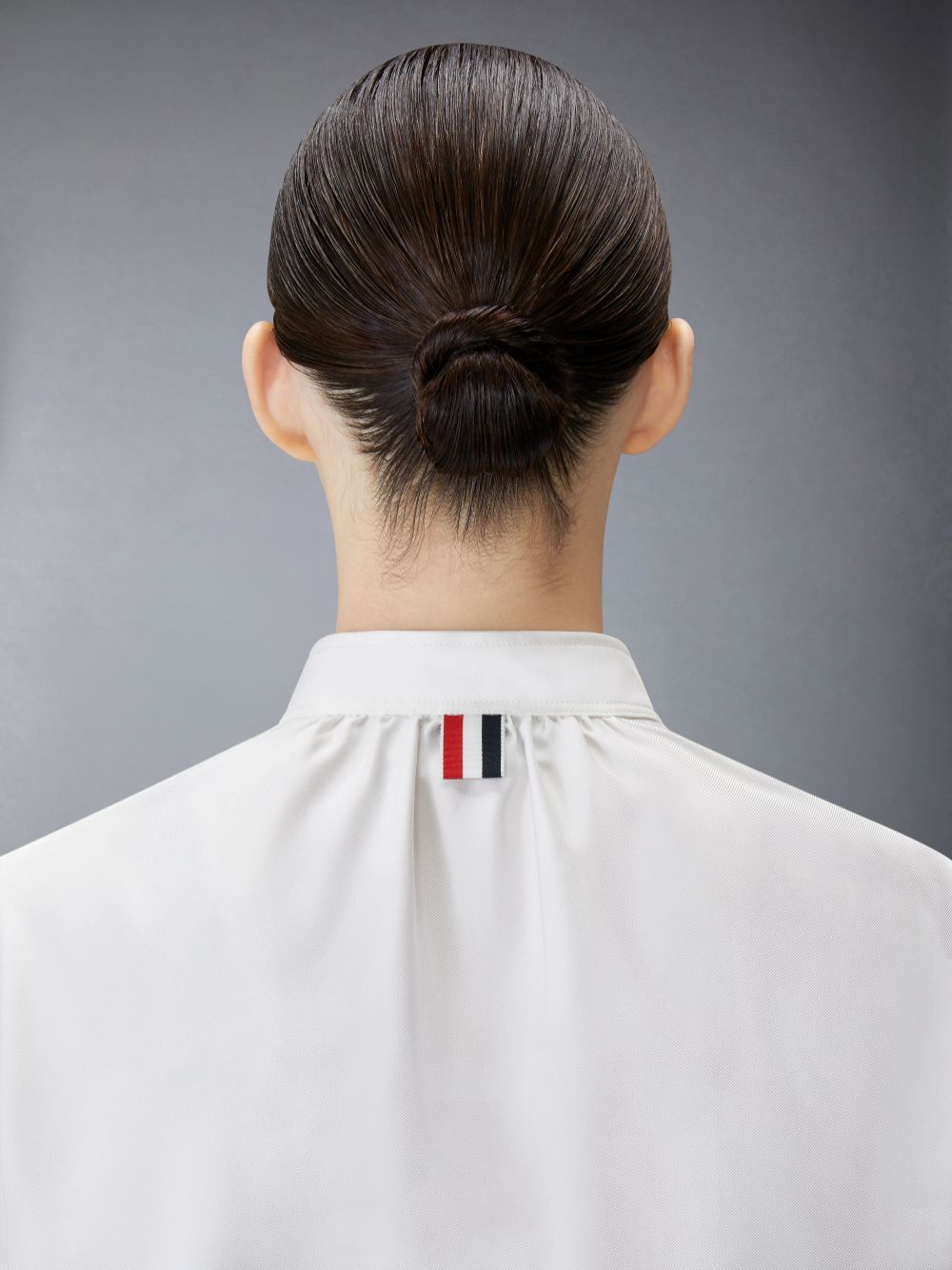 Thom Browne Silk Faille Button Placket Gathered Women Shirts White | HYG97Q38892