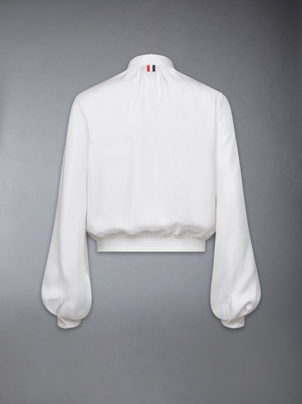 Thom Browne Silk Faille Button Placket Gathered Women Shirts White | HYG97Q38892