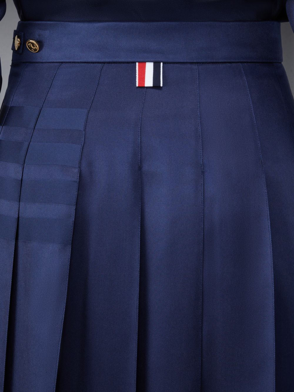 Thom Browne Silk Twill 4-Bar Midi Pleated Women Skirts Blue | TVV69O35164