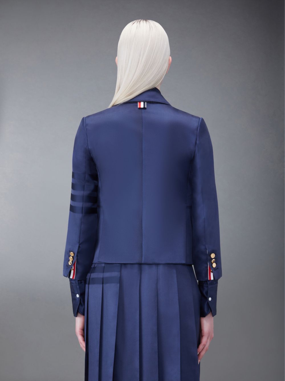 Thom Browne Silk Twill 4-Bar Sport Women Coats Blue | EOG09D71307