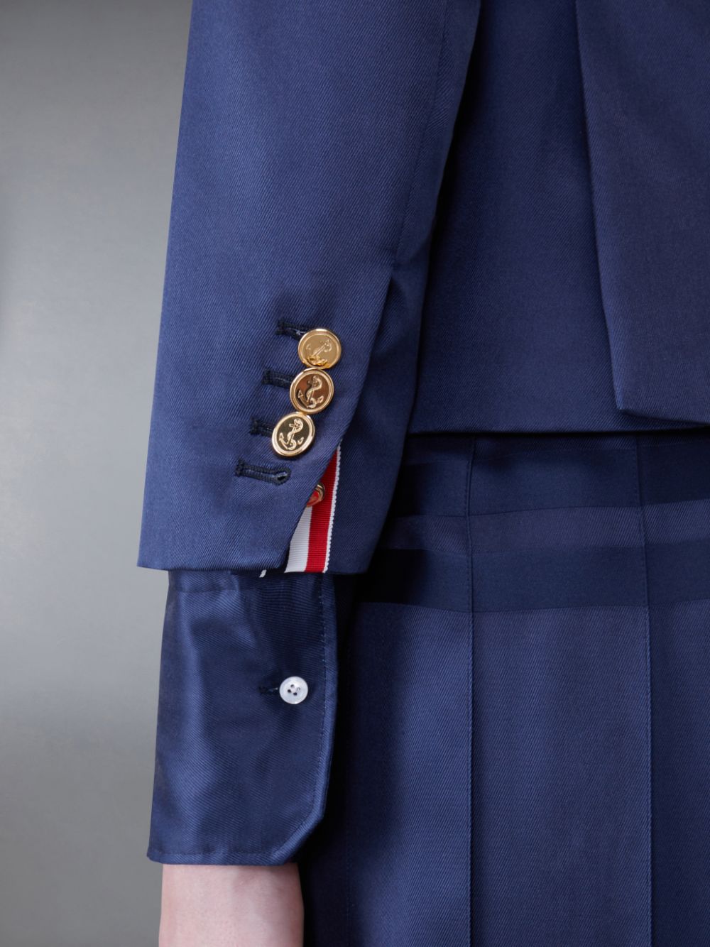 Thom Browne Silk Twill 4-Bar Sport Women Coats Blue | EOG09D71307