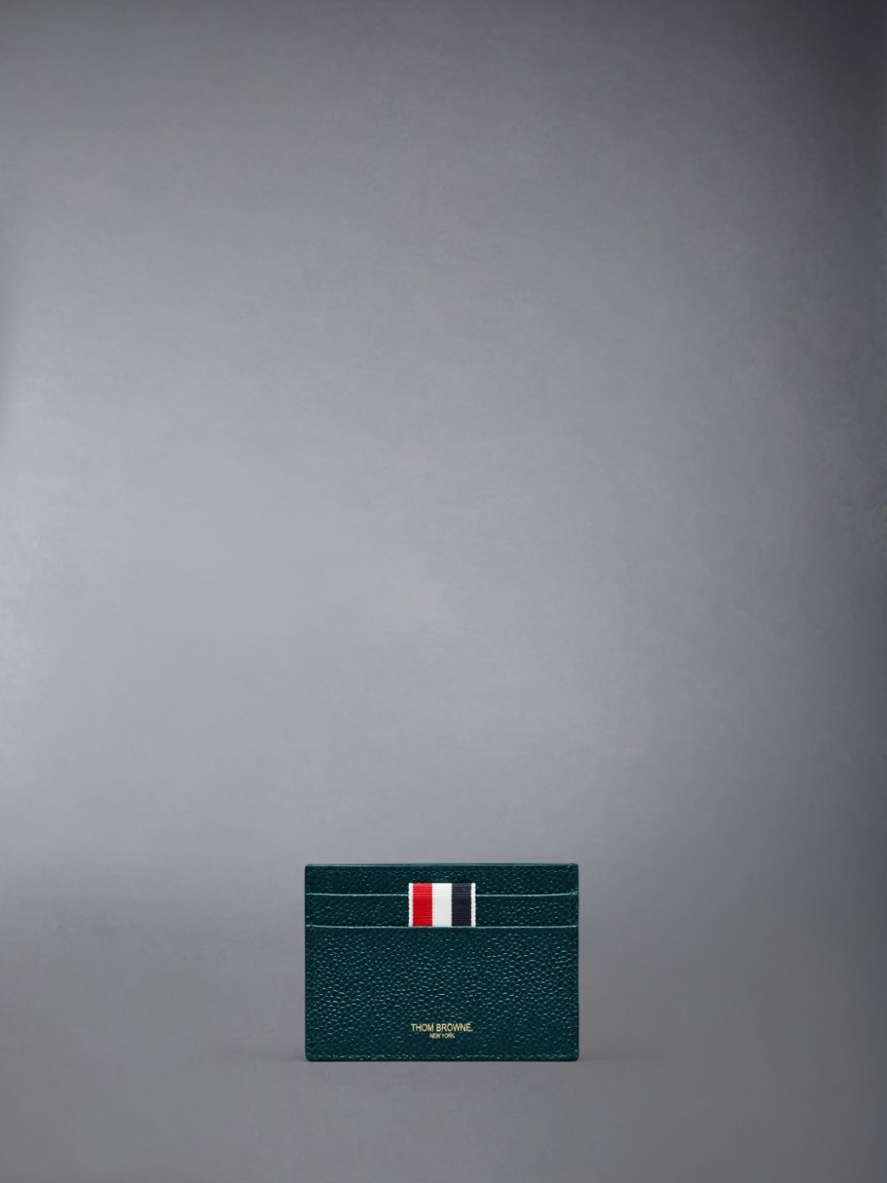 Thom Browne Single W/ Note Compartment in Pebble Grain Leather Women Card Case Green | ABU27U84215