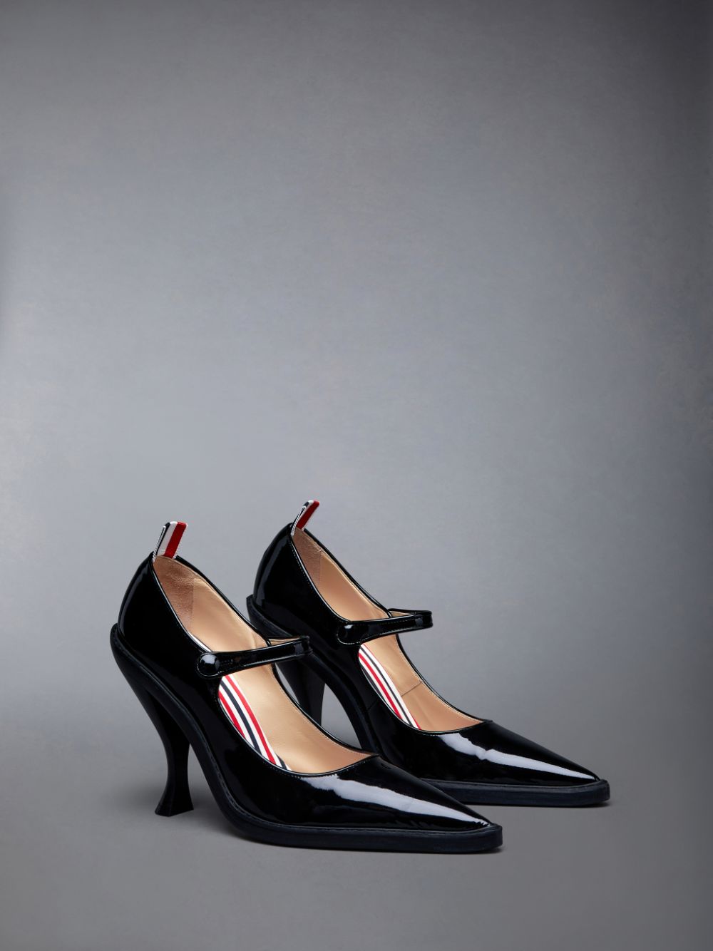 Thom Browne Soft Patent Leather Curved Pointed Toe John Women Heels Shoes Black | FKI74K24185