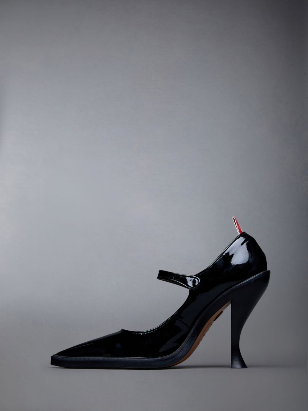 Thom Browne Soft Patent Leather Curved Pointed Toe John Women Heels Shoes Black | FKI74K24185