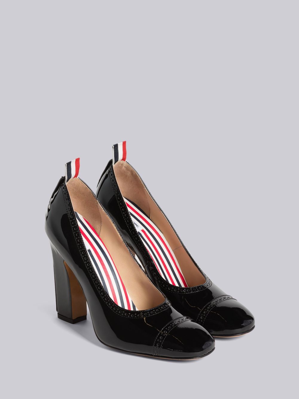 Thom Browne Soft Patent Slim Block Court Women Heels Shoes Black | YSL12K56026