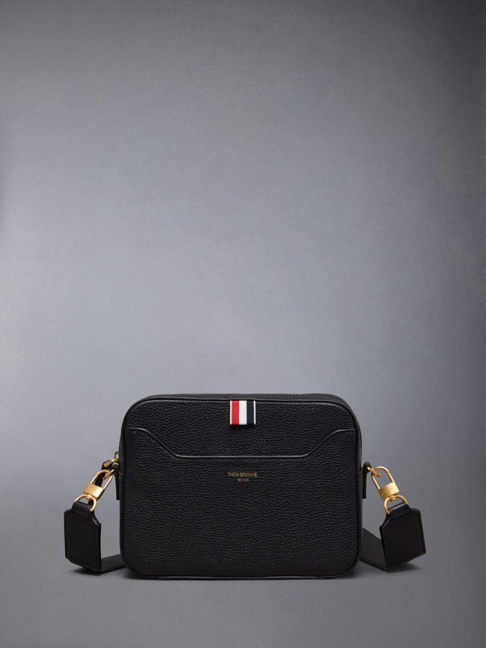 Thom Browne Soft Pebble Grain 4-Bar Small Camera Women Tool Bags Black | GHV50J94516