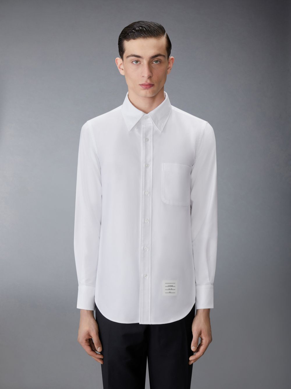 Thom Browne Solid Oxford Nevermore Embroidery Men Shirts White | VJX78D85163