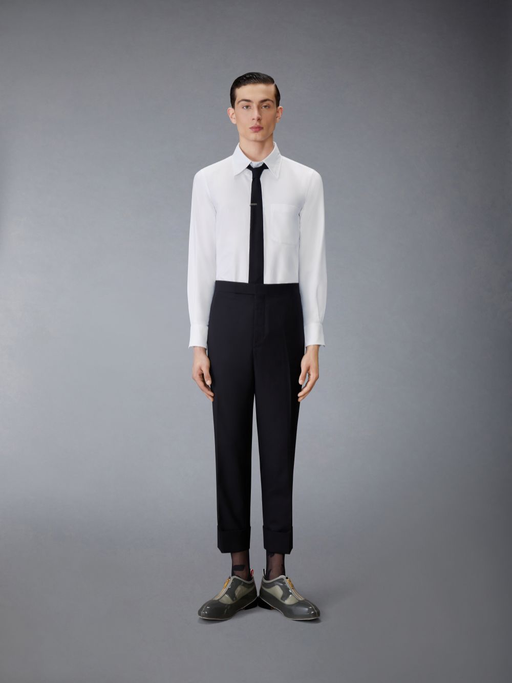 Thom Browne Solid Oxford Nevermore Embroidery Men Shirts White | VJX78D85163