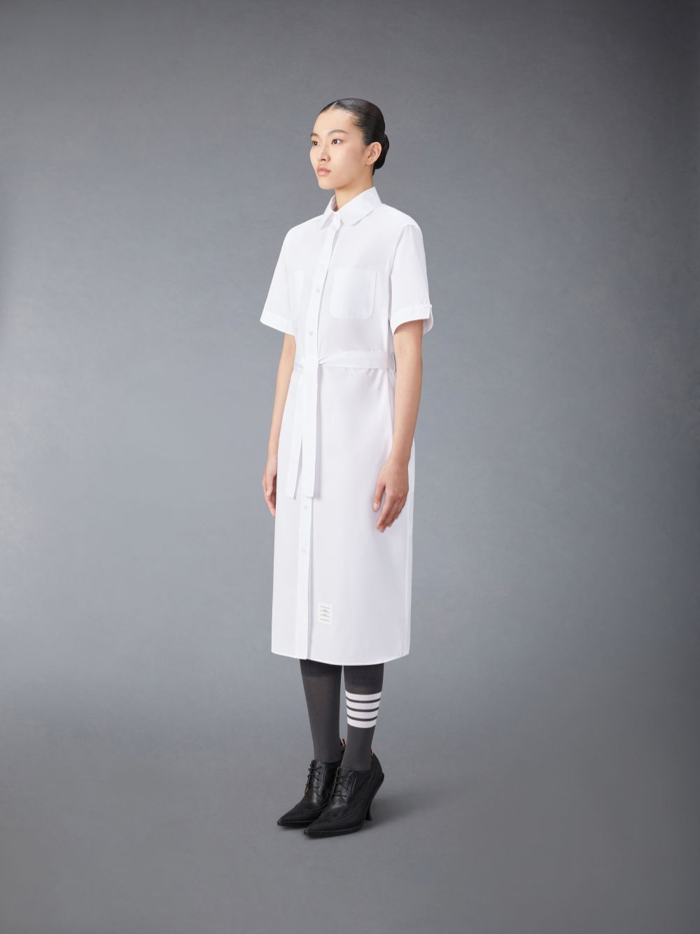 Thom Browne Solid Poplin Midi Shirt Women Dress White | RLO87S23705