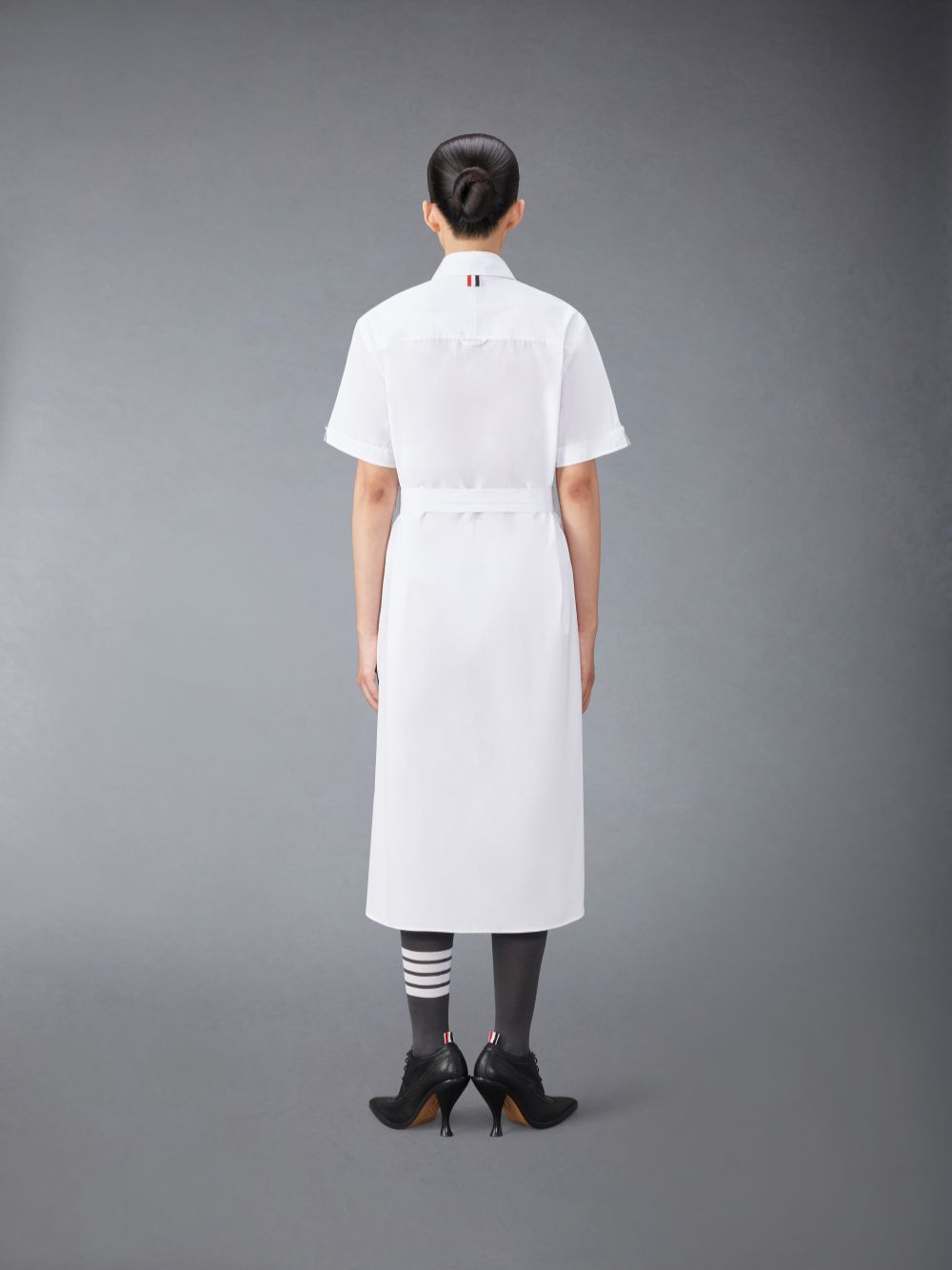 Thom Browne Solid Poplin Midi Shirt Women Dress White | RLO87S23705