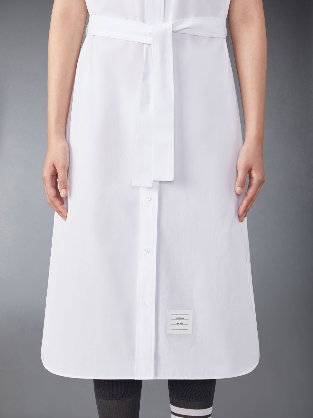 Thom Browne Solid Poplin Midi Shirt Women Dress White | RLO87S23705